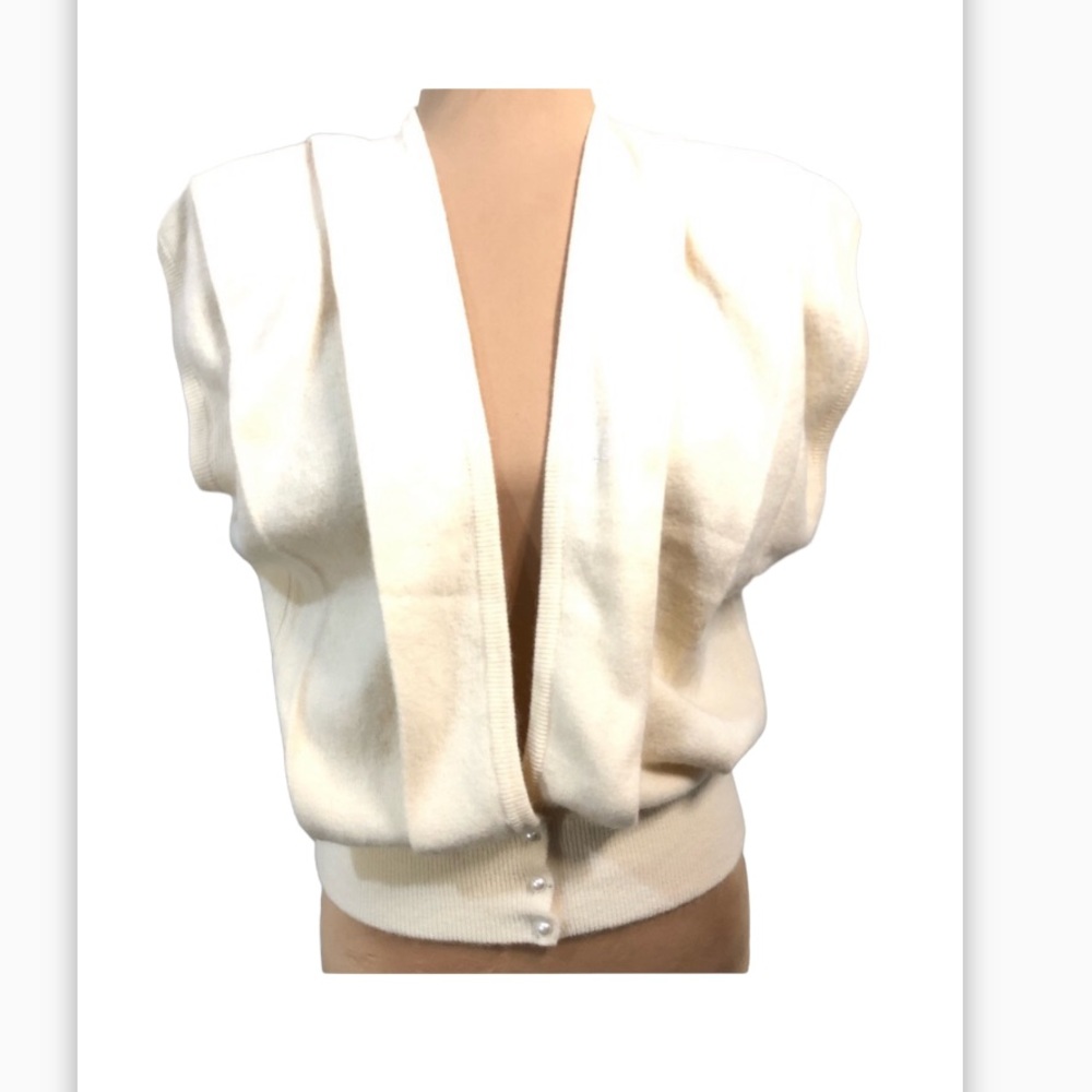 Vintage 70s 80s white wheeler & Martha light academia lambswool vest - Picture 4 of 15